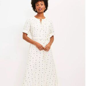 LOFT Geo Puff Sleeve Midi Dress-NWT